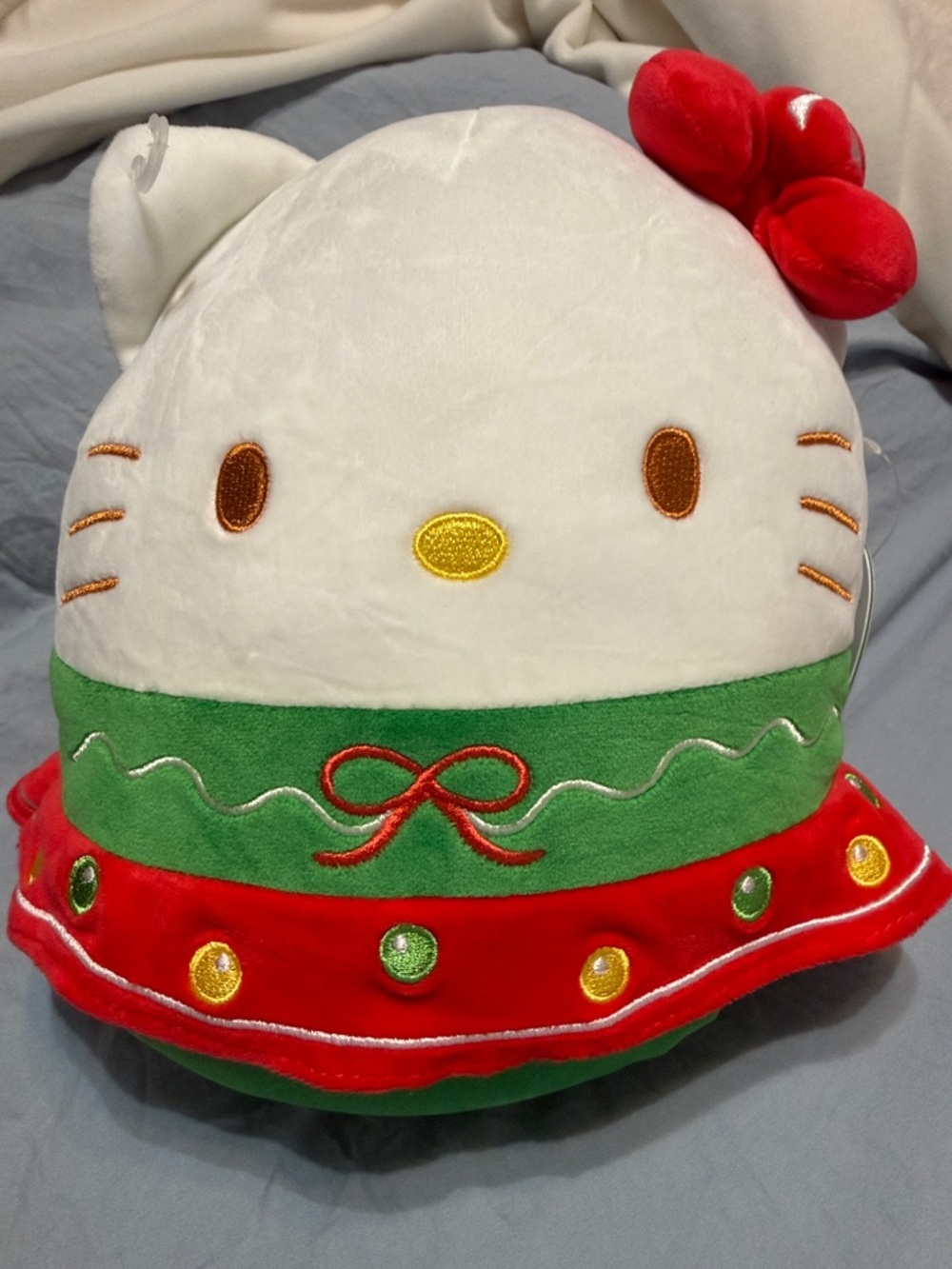 Hello Kitty Plush in White, Red & Green with Bow